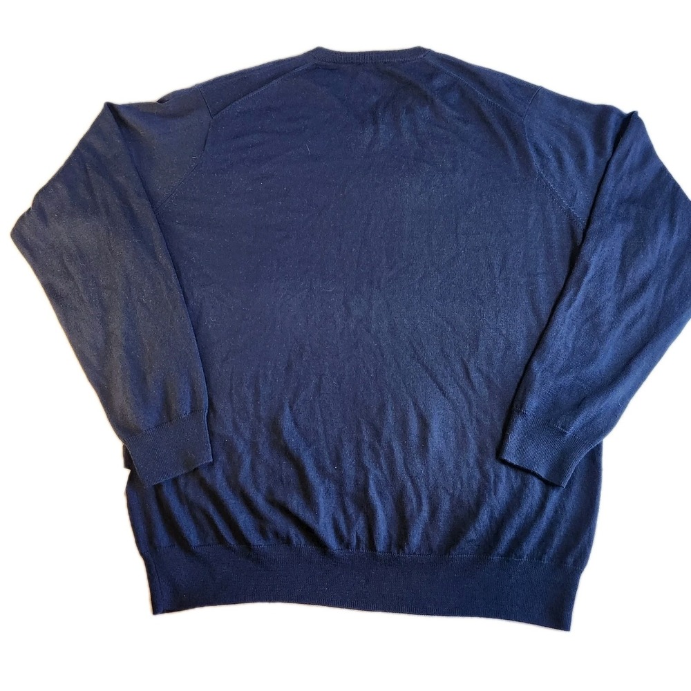 PETER MILLAR Merino Wool Pullover Sweater Mens XL Blue V-neck Long Sleeve NEW - Picture 2 of 6